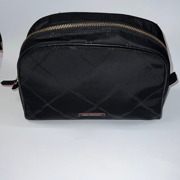 Vera Bradley Large Black Nylon Zip Around Toiletry Cosmetic Dopp Kit Bag - Picture 2 of 8